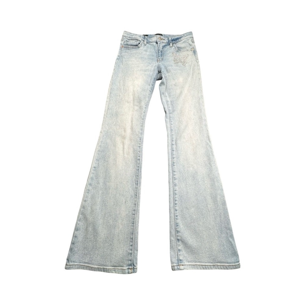 Wild Fable Jeans Womens 6 Light Wash Low Rise Bootcut Rhinestone Butterfly Denim